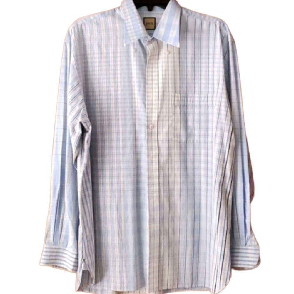 JWN John‎ W. Nordstrom blue plaid long sleeve buttondown Size Large